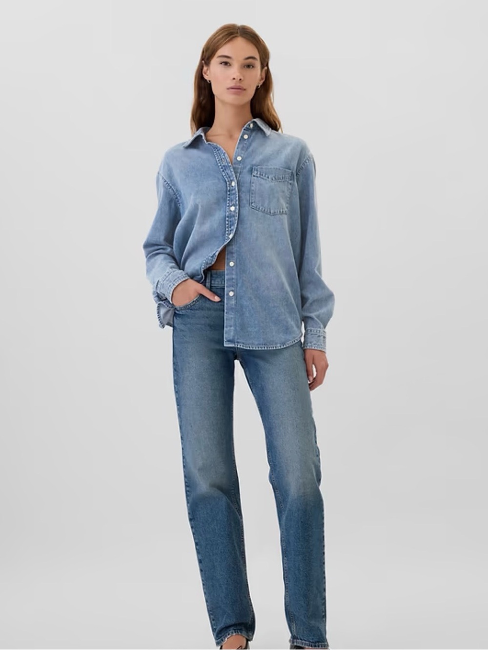 NWT Gap Oversized Denim button down shirt - Picture 5 of 6